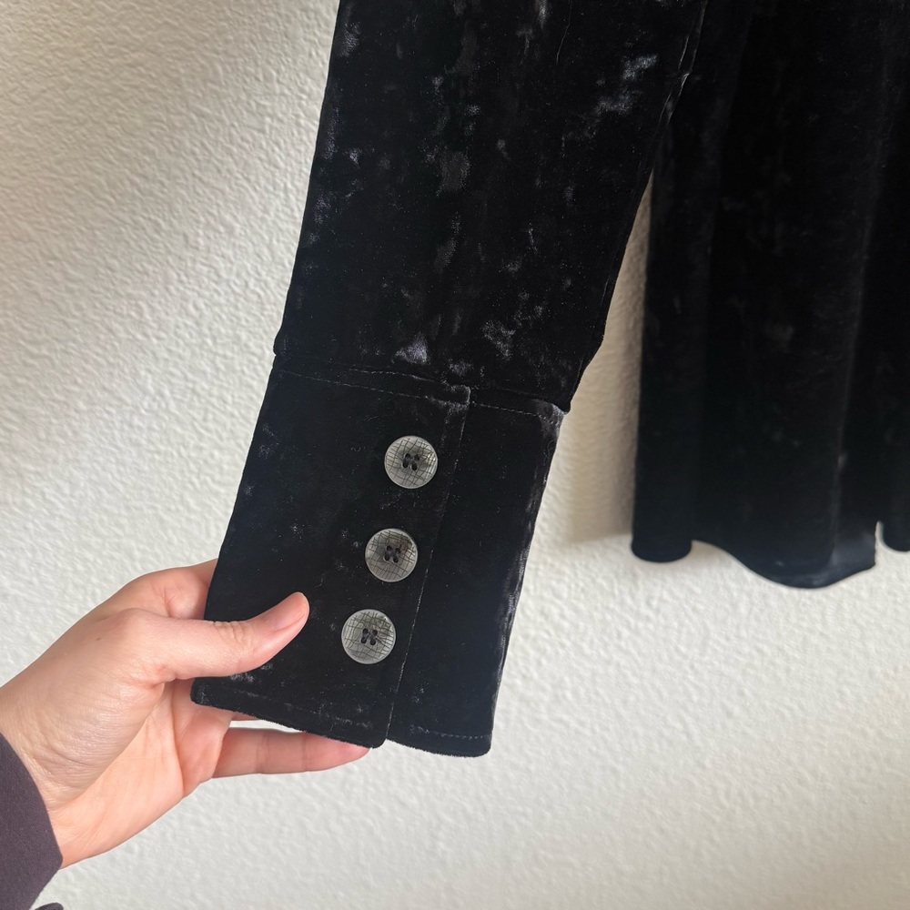 VTG Harvard Benard Large Velour Crushed Velvet Button Down Whimsigoth Cardigan‎ - Picture 9 of 9